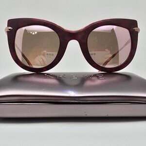 Krewe Laveau Nylon Brandy 24K Gold Frame Rose Gold Mirror Cat Eye Sunglasses